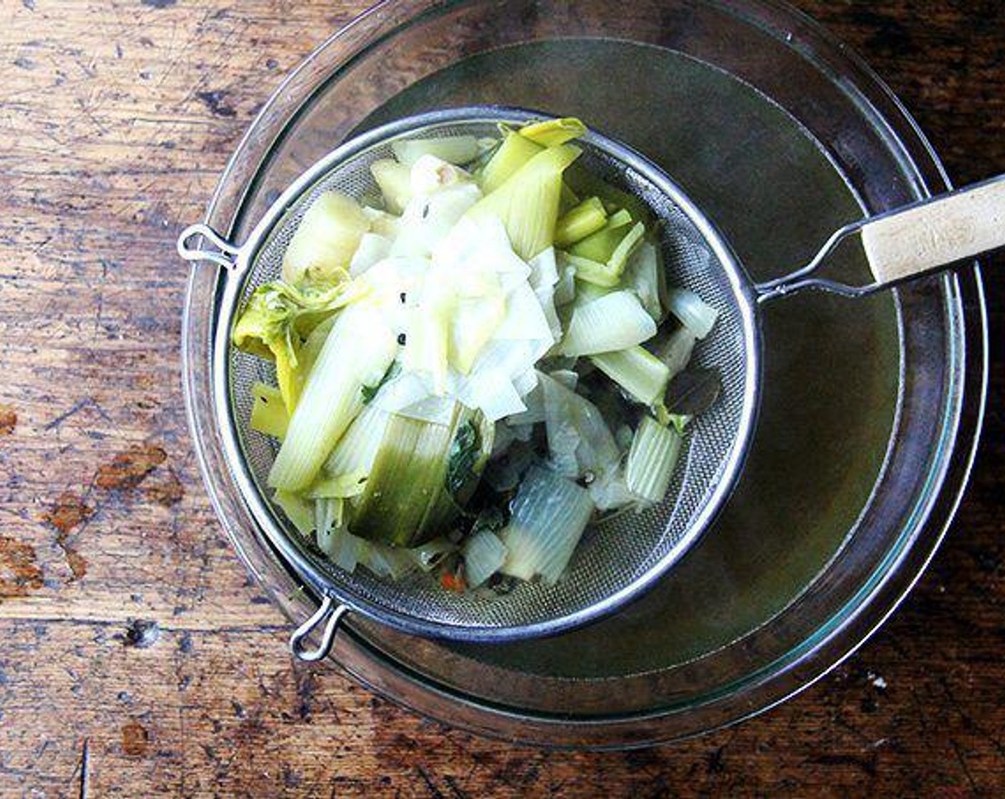 step 2 Let stock cool and strain into clean containers.