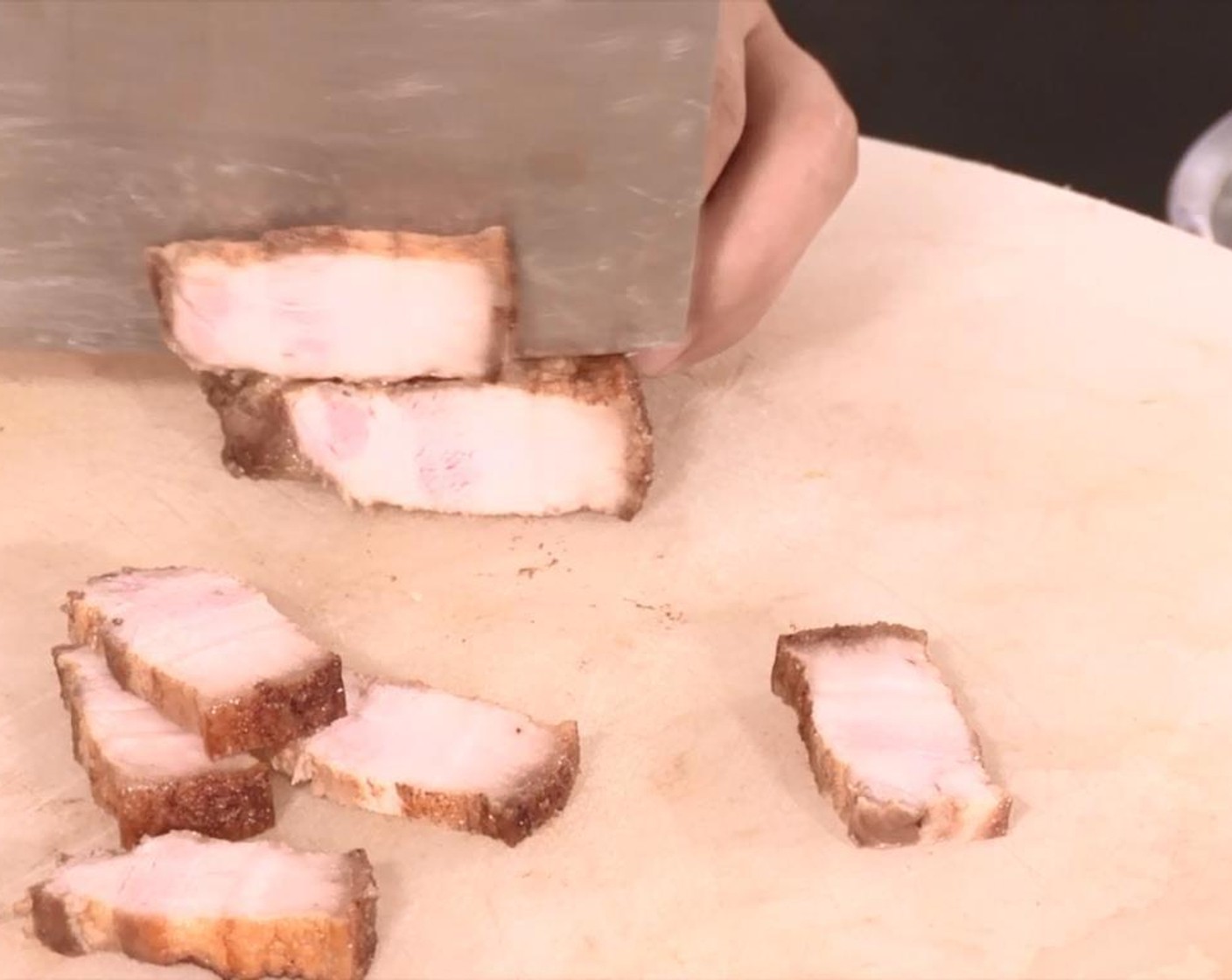 step 2 Slice the Macao Roast Pork (4 oz) into pieces and set aside.