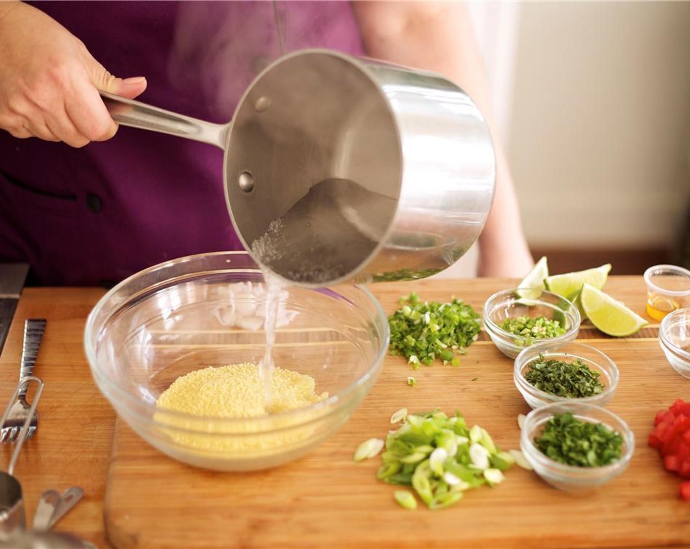 step 3 Place the Couscous (1/3 cup) in a medium heatproof bowl. Add just enough boiling water to cover couscous.