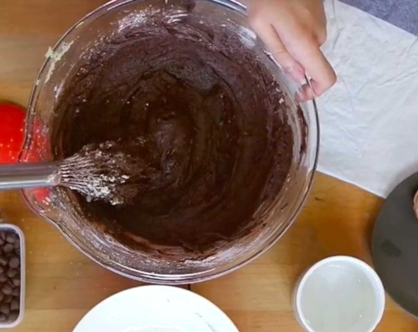 step 8 Stir in All-Purpose Flour (1 2/3 cups), Unsweetened Cocoa Powder (1/3 cup), Baking Powder (1 tsp), and Baking Soda (1 tsp) into the batter, mix on low until just combine.
