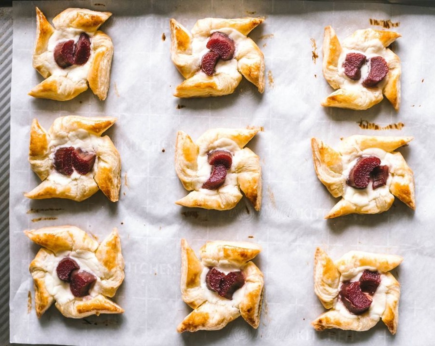 Strawberry Rhubarb Ricotta Cheese Danish Pinwheels