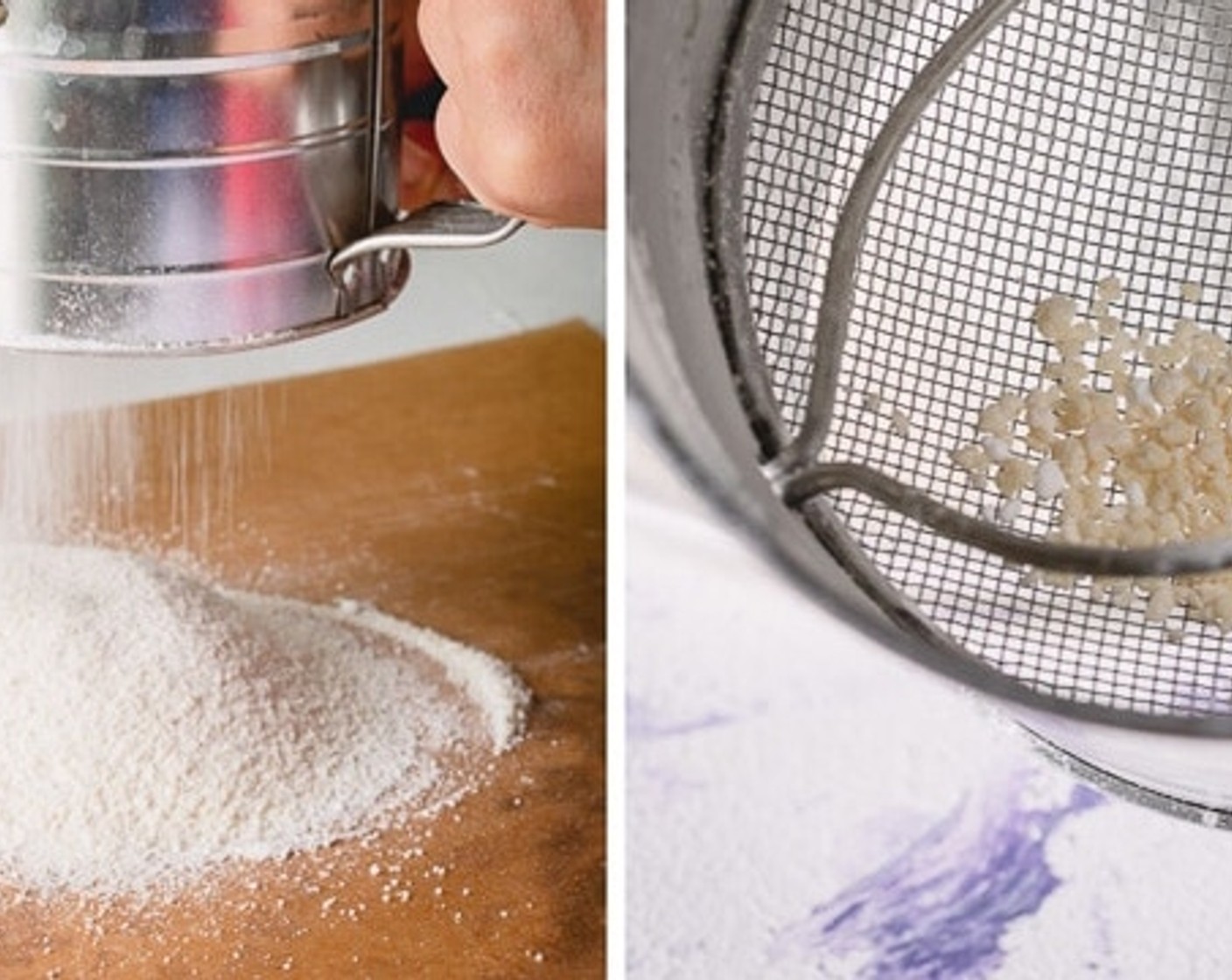 step 2 Sift together Blanched Almond Flour (3/4 cup) and Powdered Confectioners Sugar (2/3 cup). Discard the chunky bits.