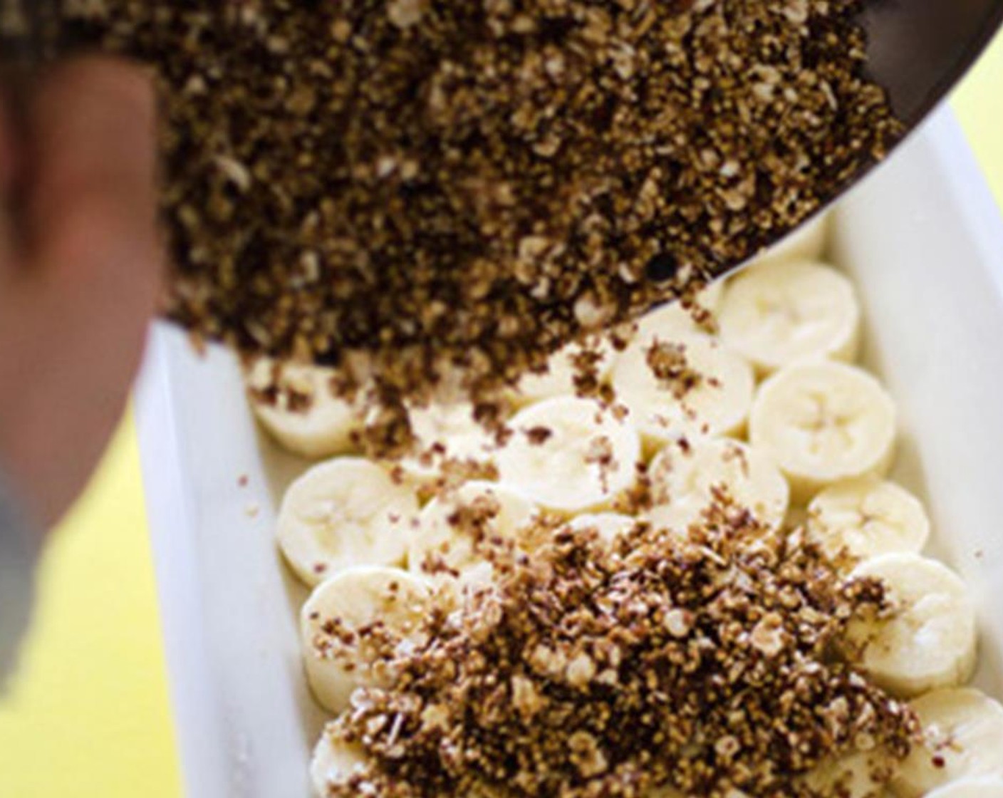 step 2 In a separate bowl, combine Quinoa (1/2 cup), Old Fashioned Rolled Oats (1/2 cup), Brown Sugar (1/4 cup), Ground Cinnamon (1 tsp) and Salt (1/4 tsp). Pour mixture over the bananas.