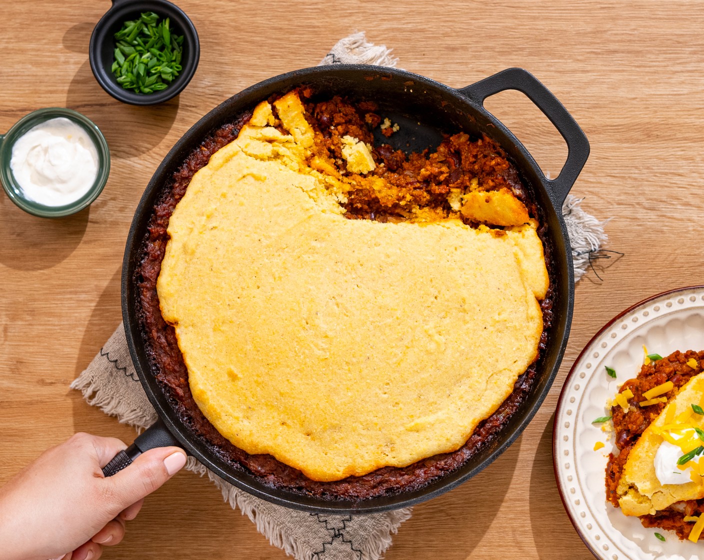 One-Pan Vegetarian Chili Cornbread