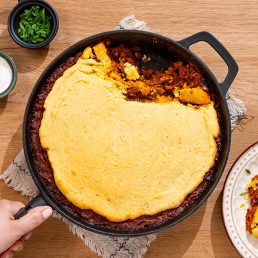 One-Pan Vegetarian Chili Cornbread Recipe | SideChef