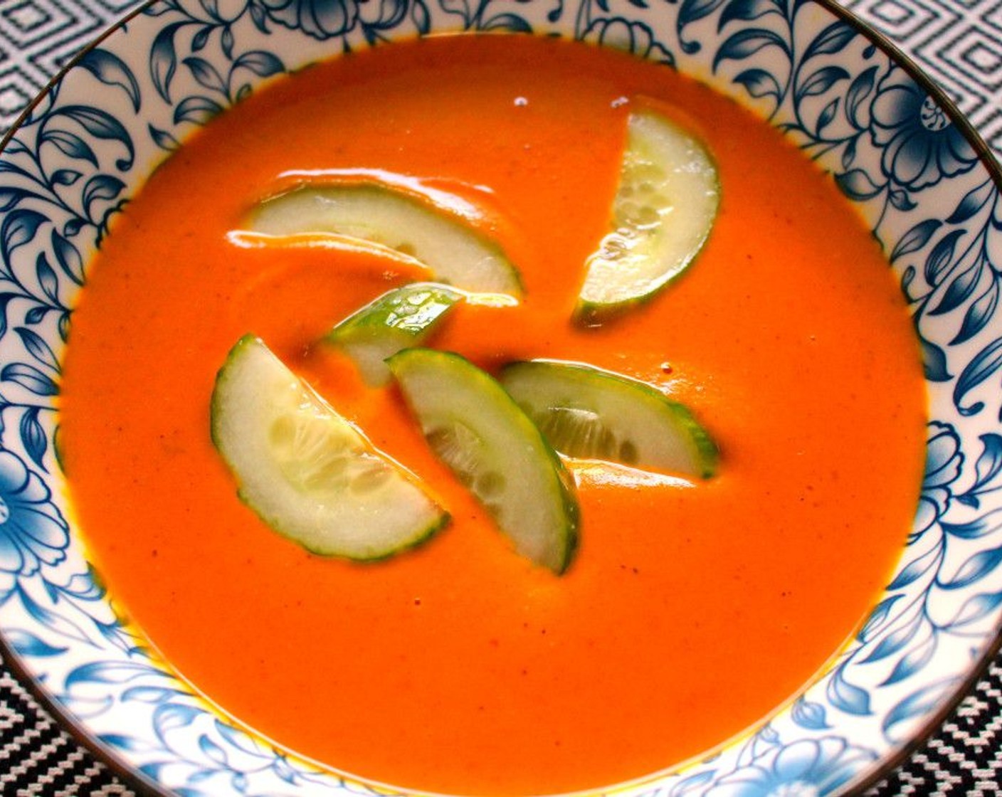 Bombay Carrot Coconut Soup with Salted Cucumbers