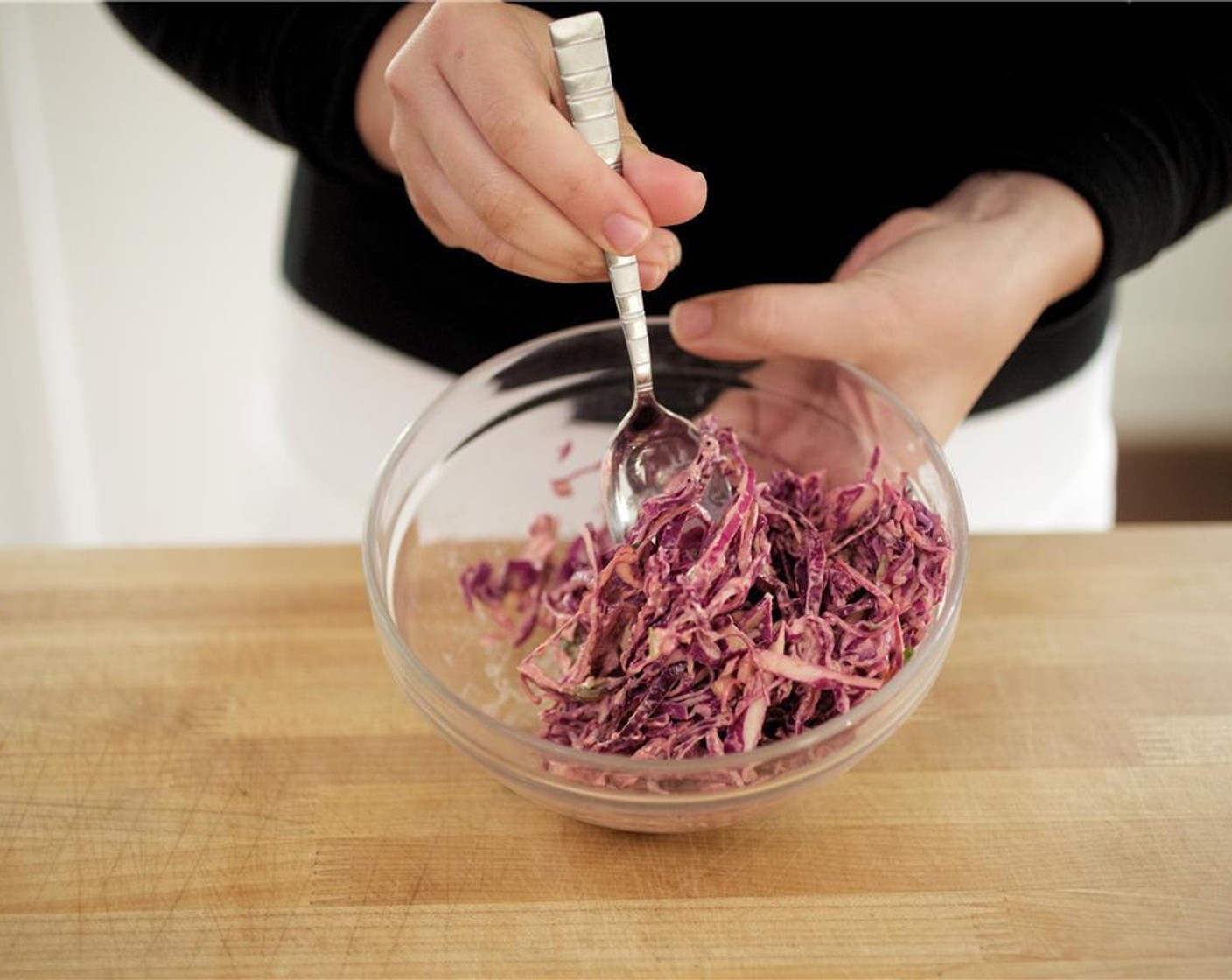 step 8 In a small bowl, using a fork to smash the avocado, add Salt (1/4 tsp), Ground Black Pepper (1/4 tsp), and remaining lime juice. Mix until well combined and set aside.