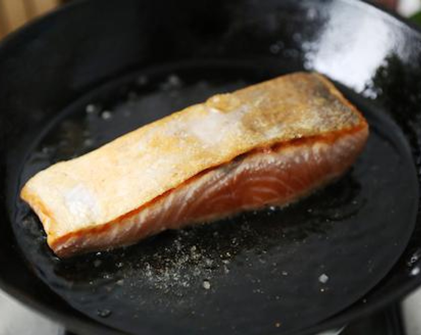 step 4 Flip the Salmon Fillet (1) cook for another 3 minutes for medium rare.