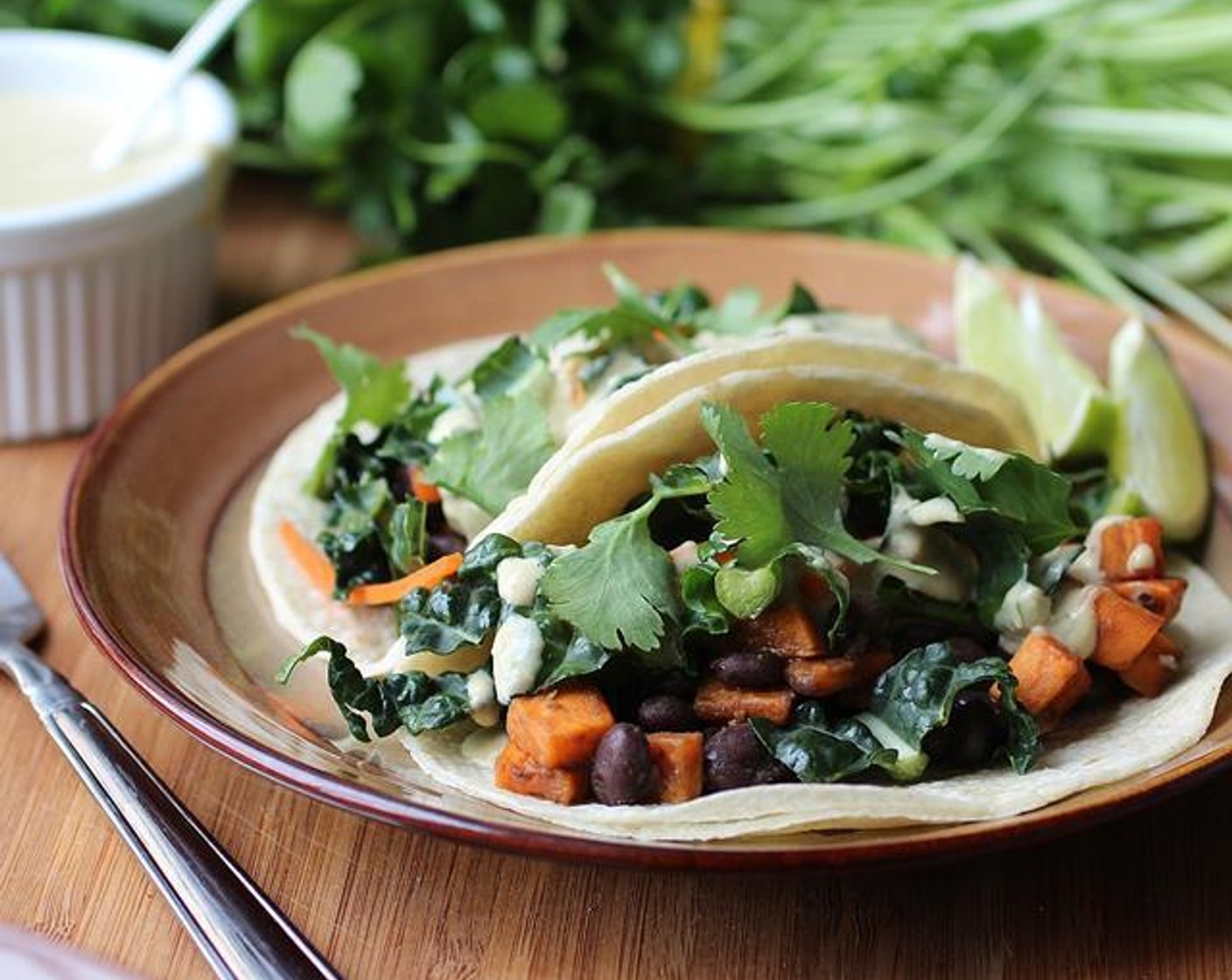 Black Bean and Sweet Potato Thai Fusion Tacos