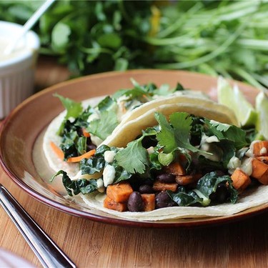 Black Bean and Sweet Potato Thai Fusion Tacos Recipe | SideChef