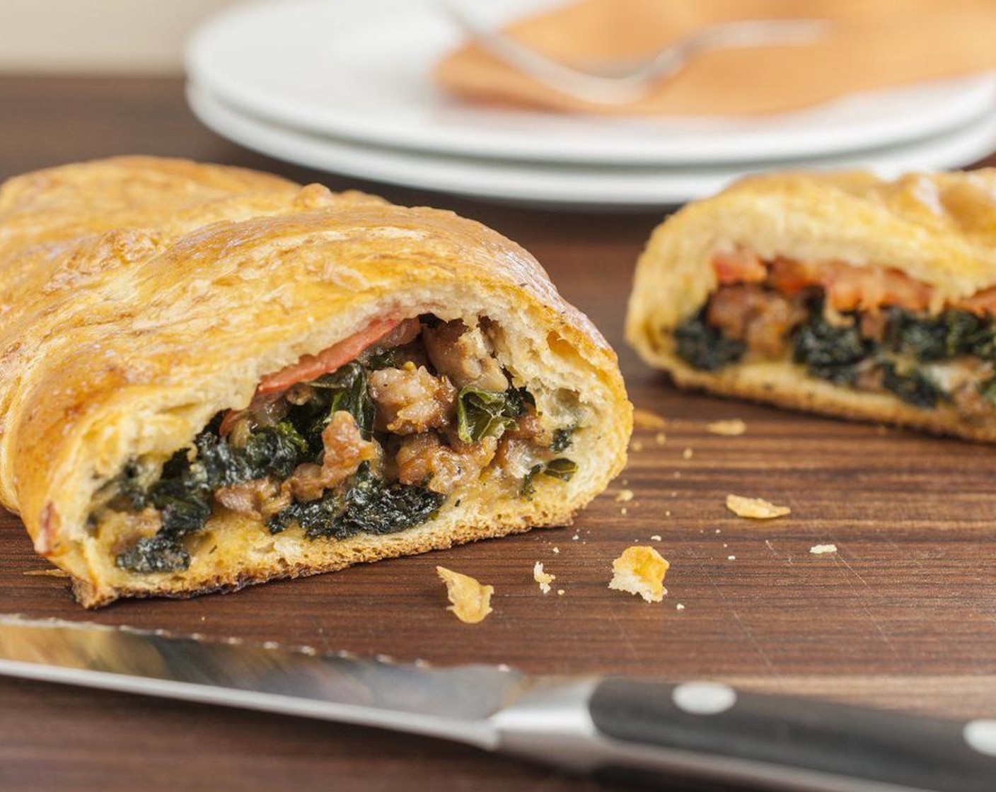 Kale and Sausage Pastry Roll