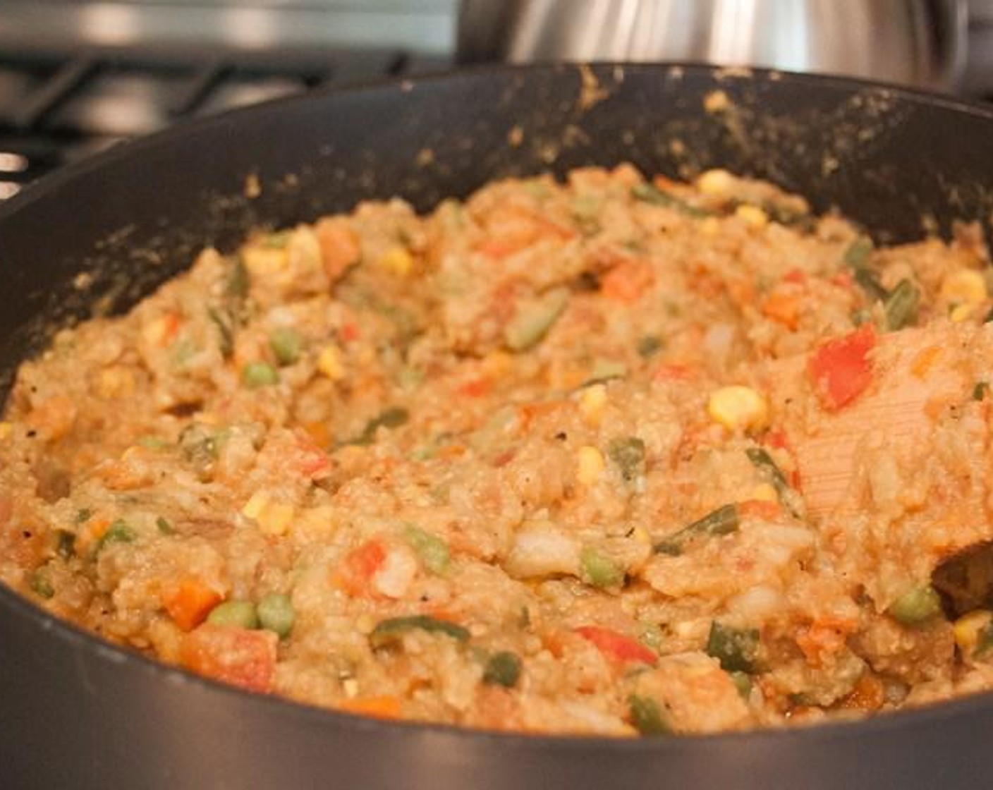 step 4 Stir in the Ground Turmeric (1/4 tsp), Pav Bhaji Masala (1 Tbsp) and Garam Masala (1 tsp), cook for 30 more seconds.Add the mashed vegetables lentil mixture, Salt (1 1/4 tsp), and Cayenne Pepper (1/8 tsp). Cook on low for about 20 minutes.