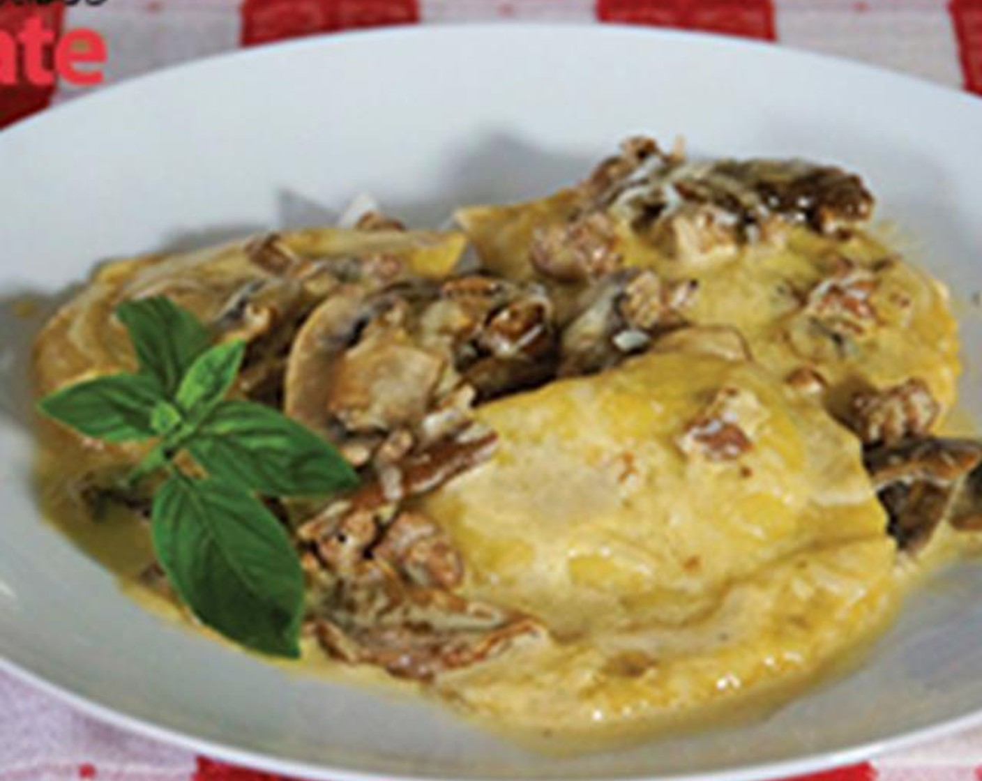 Ravioli with Cream Porcini Mushrooms and Sausage