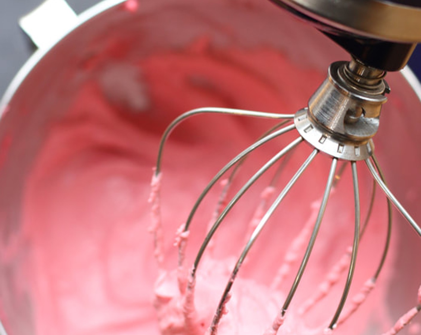step 10 Sprinkle strawberry powder on top and continue beating for an additional minute. Slowly pour Heavy Cream (1 cup) into a bowl and continue beating until you have stiff peaks, about 3 to 5 minutes.