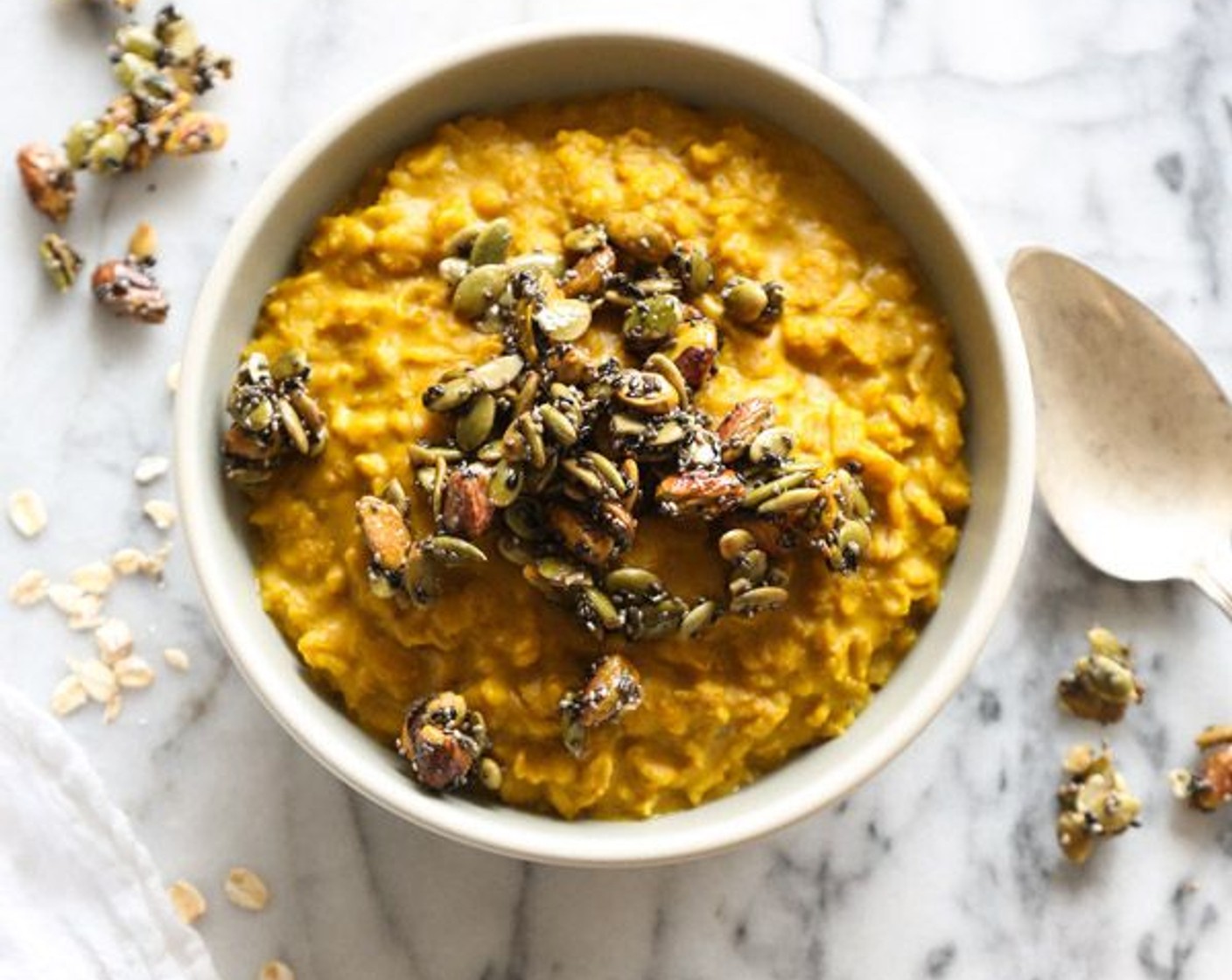 Golden Milk Oatmeal with Pepita Brittle