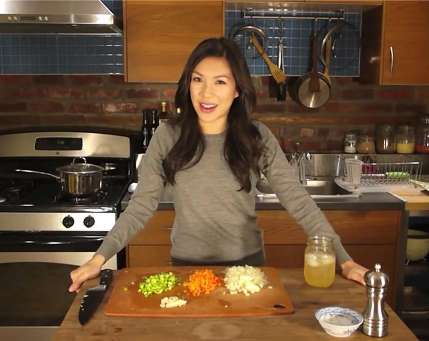 step 1 Dice up the Onion (1), Celery (2 stalks), and Carrot (1).