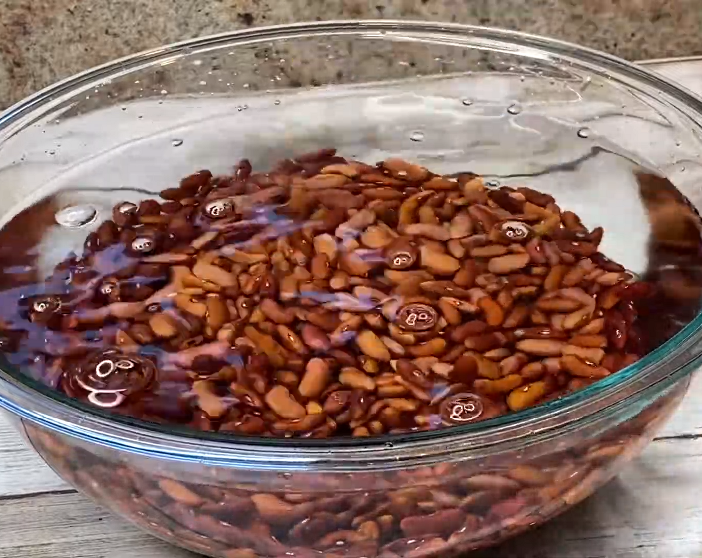 step 1 Place Red Kidney Beans (2 bags) in a bowl with Water (as needed). Make sure the water covers the beans and then some.