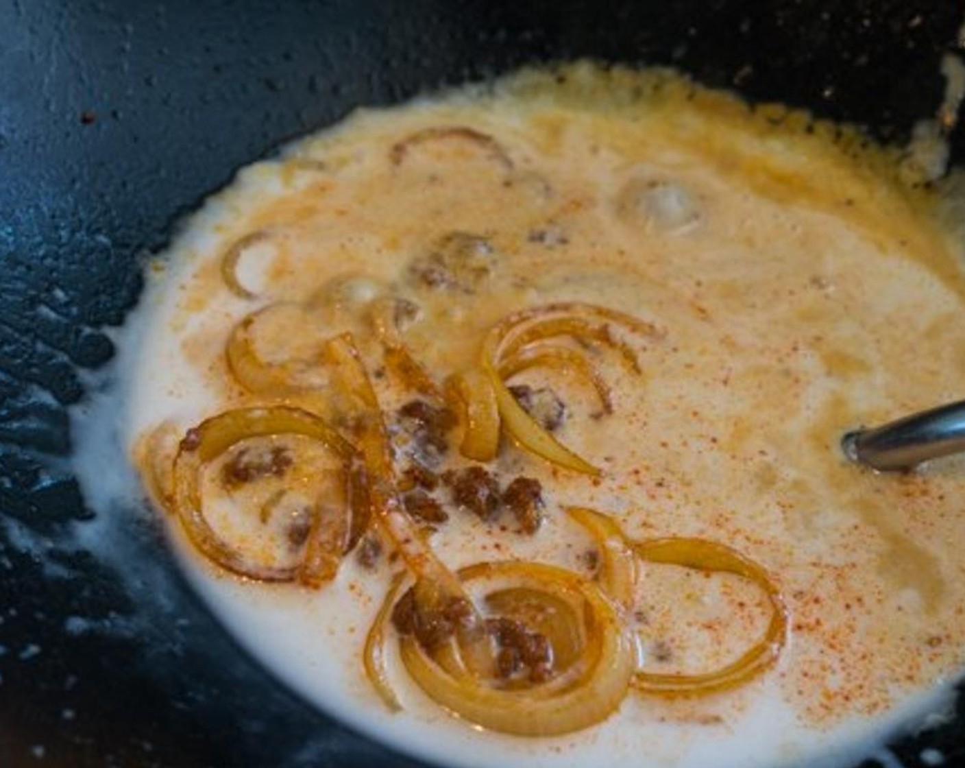 step 3 Add the Coconut Milk (1 1/2 cups) and stir well. Allow it to simmer but stir occasionally to keep it from burning. After only about a minute, the curry will start to thicken up.