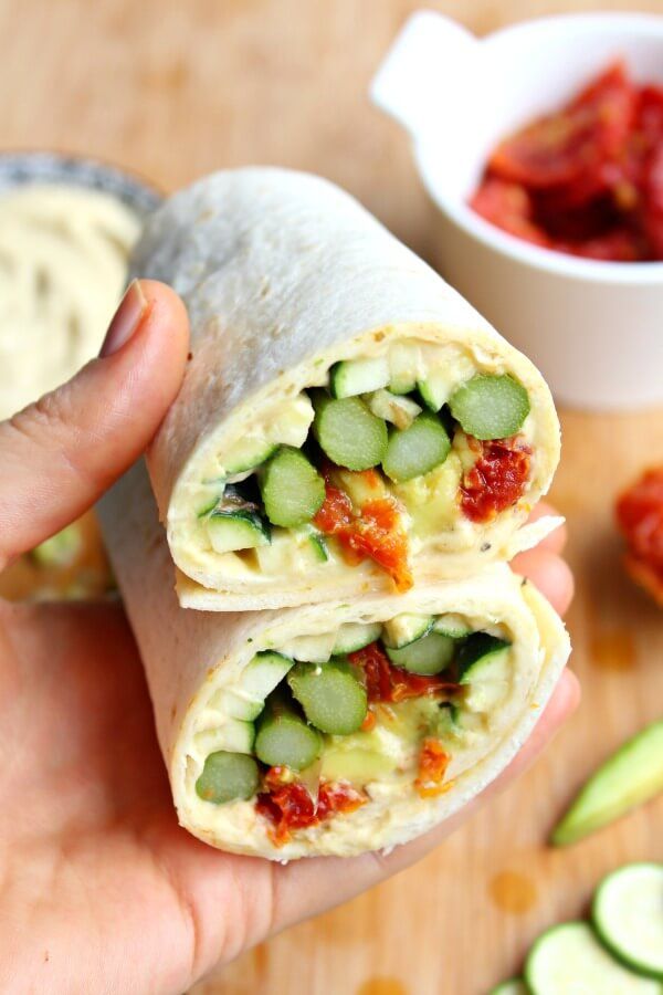 Asparagus SunDried Tomato Hummus Wraps Recipe SideChef