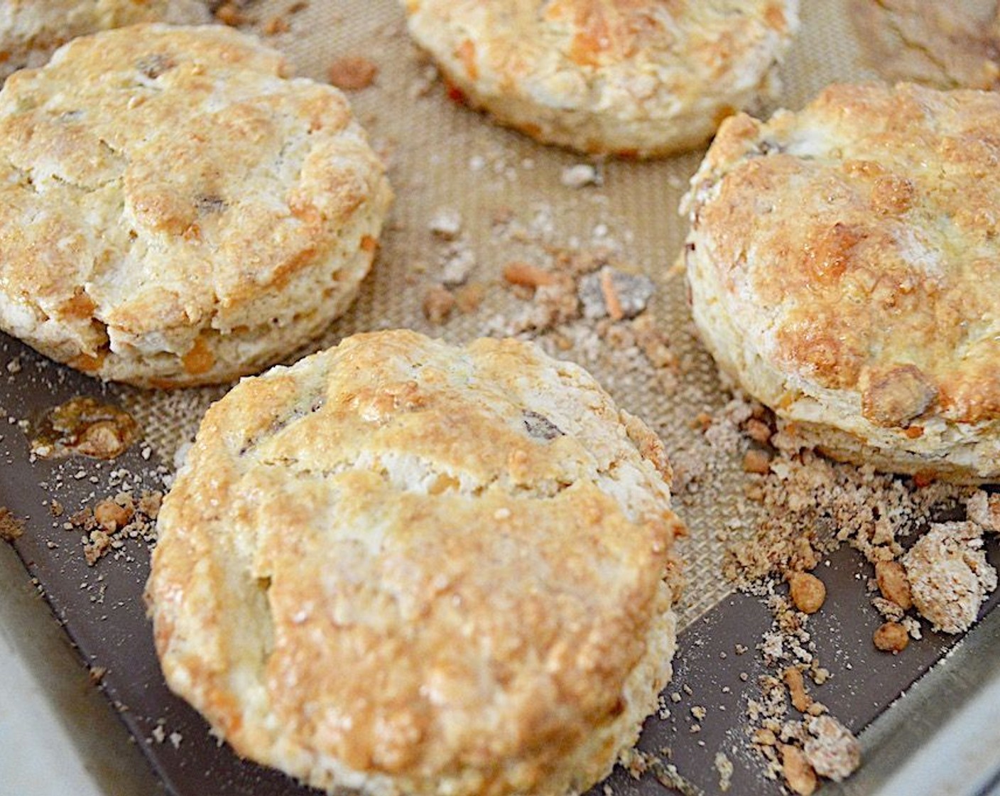 step 7 Line up the scones on the sheet tray and brush them all with the Egg (1). Bake them for about 20 minutes, until really golden brown.