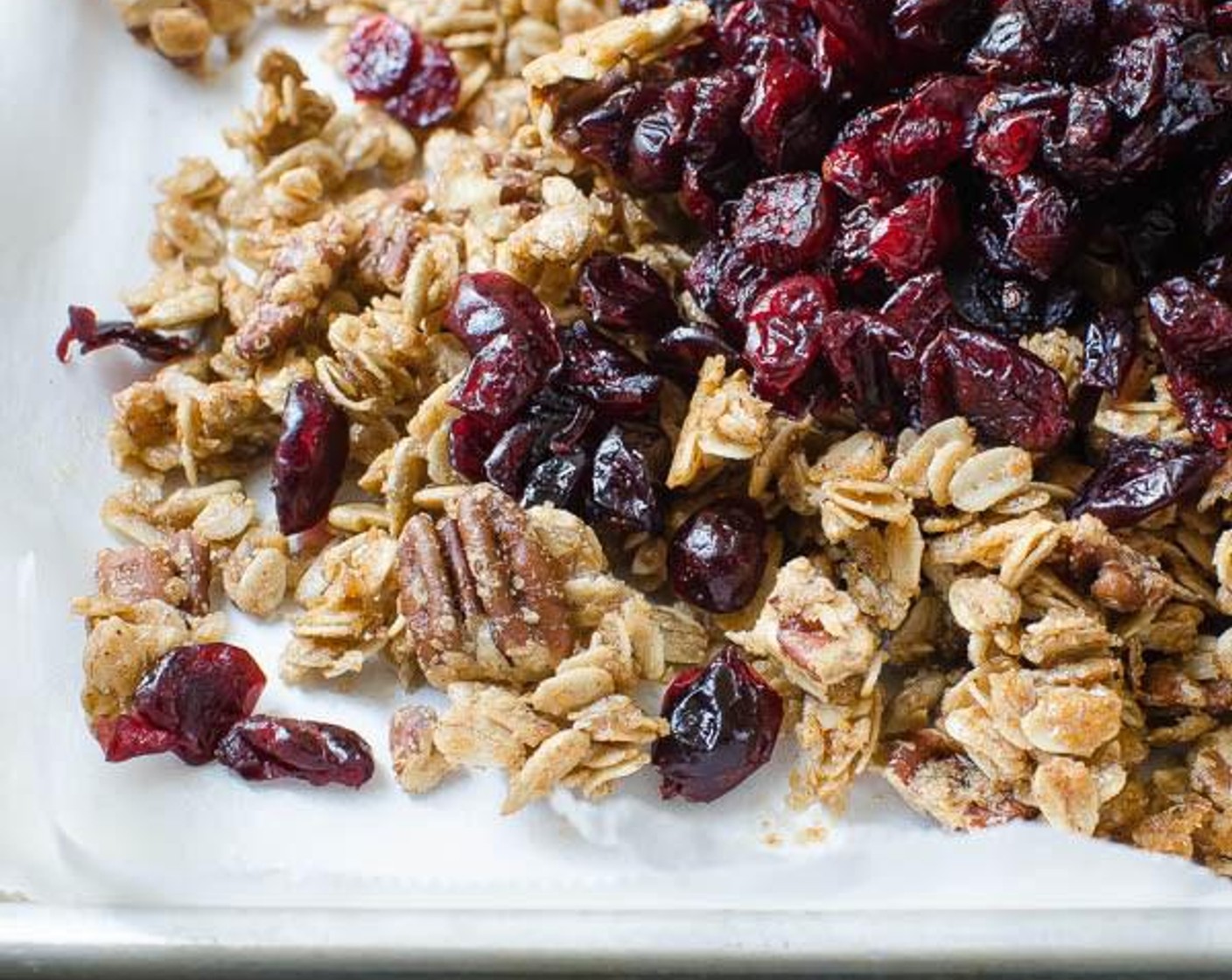 step 5 Remove from the oven and cool for 1 to 2 minutes before adding the Dried Cranberries (1 cup), and tossing together.