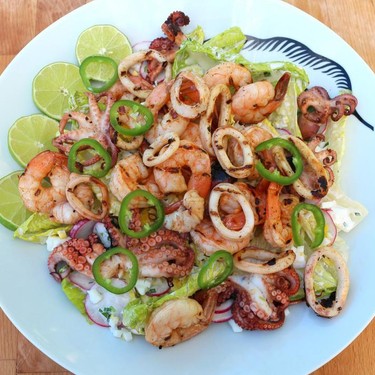 Grilled Seafood Salad-Baby Octopus Recipe | SideChef