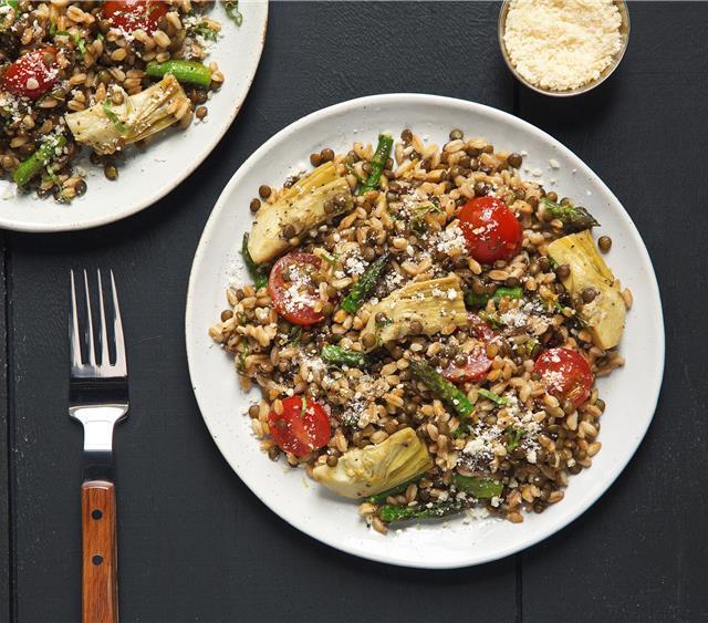 Warm Farro and Lentil Salad Recipe SideChef