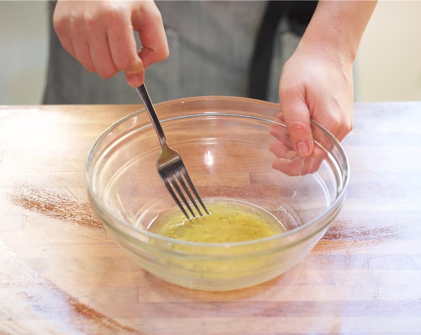 step 4 To create the vinaigrette, in a large bowl combine Dijon Mustard (1 Tbsp), one tablespoon of lemon juice, Salt (1/4 tsp), Ground Black Pepper (1/4 tsp), and Olive Oil (1/4 cup). Mix until well combined and emulsified.