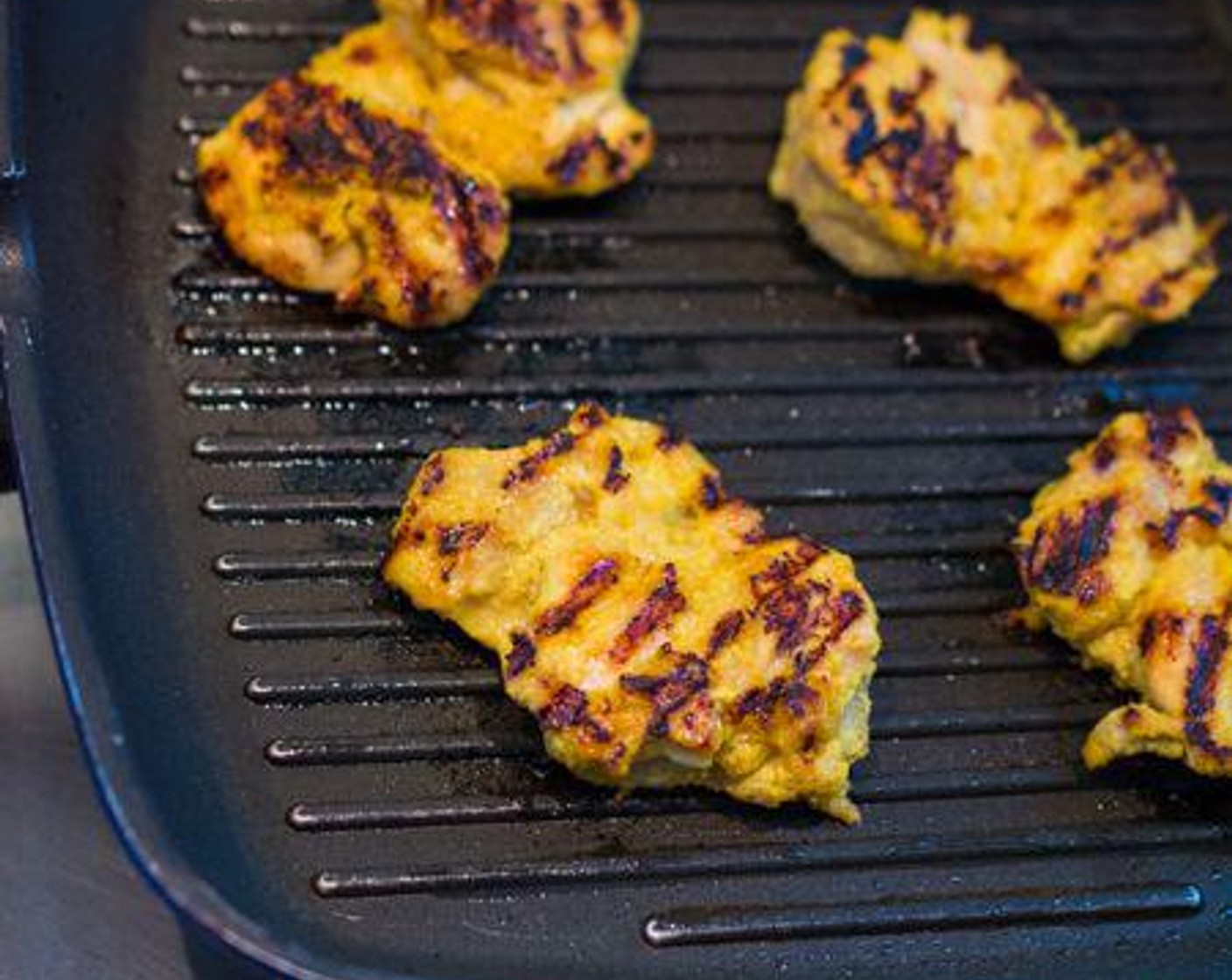 step 4 Grill or pan-fry the chicken. It should only take about 2 minutes on each side over medium-high heat.