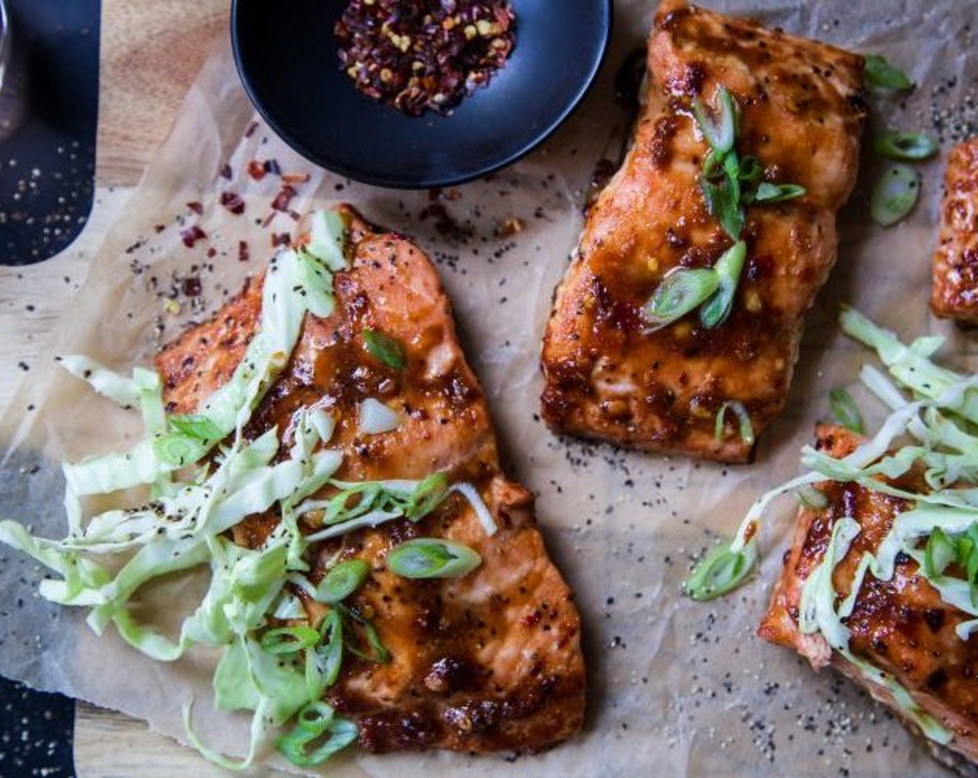 Baked Miso-Hoisin Salmon with Crunchy Slaw