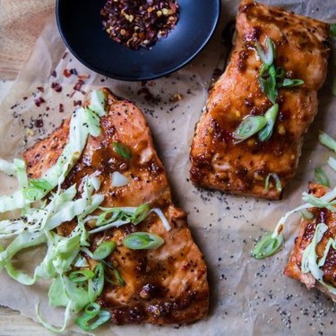 Baked Miso-Hoisin Salmon with Crunchy Slaw Recipe | SideChef