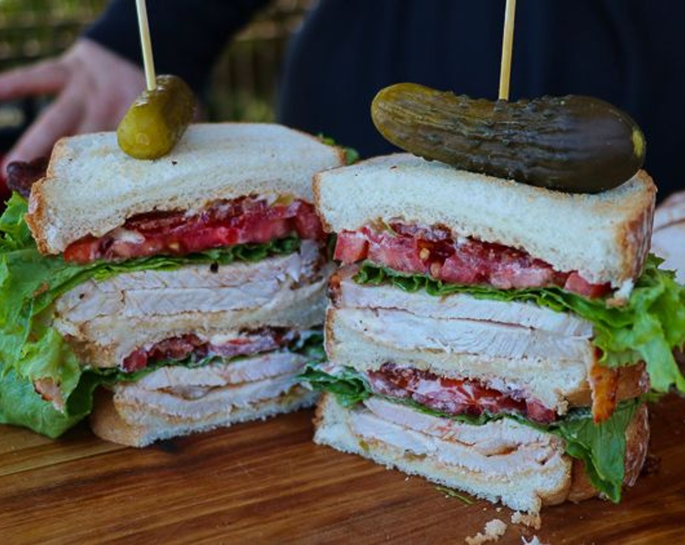 step 10 To make the sandwich: Slather Cajun Mayo on the toast, stack on several slices of turkey breast, lettuce, tomato, and bacon. Add another piece of toast and repeat the same process. Add the top piece of toast slathered with more Cajun mayo, slice the sandwich in half and enjoy.