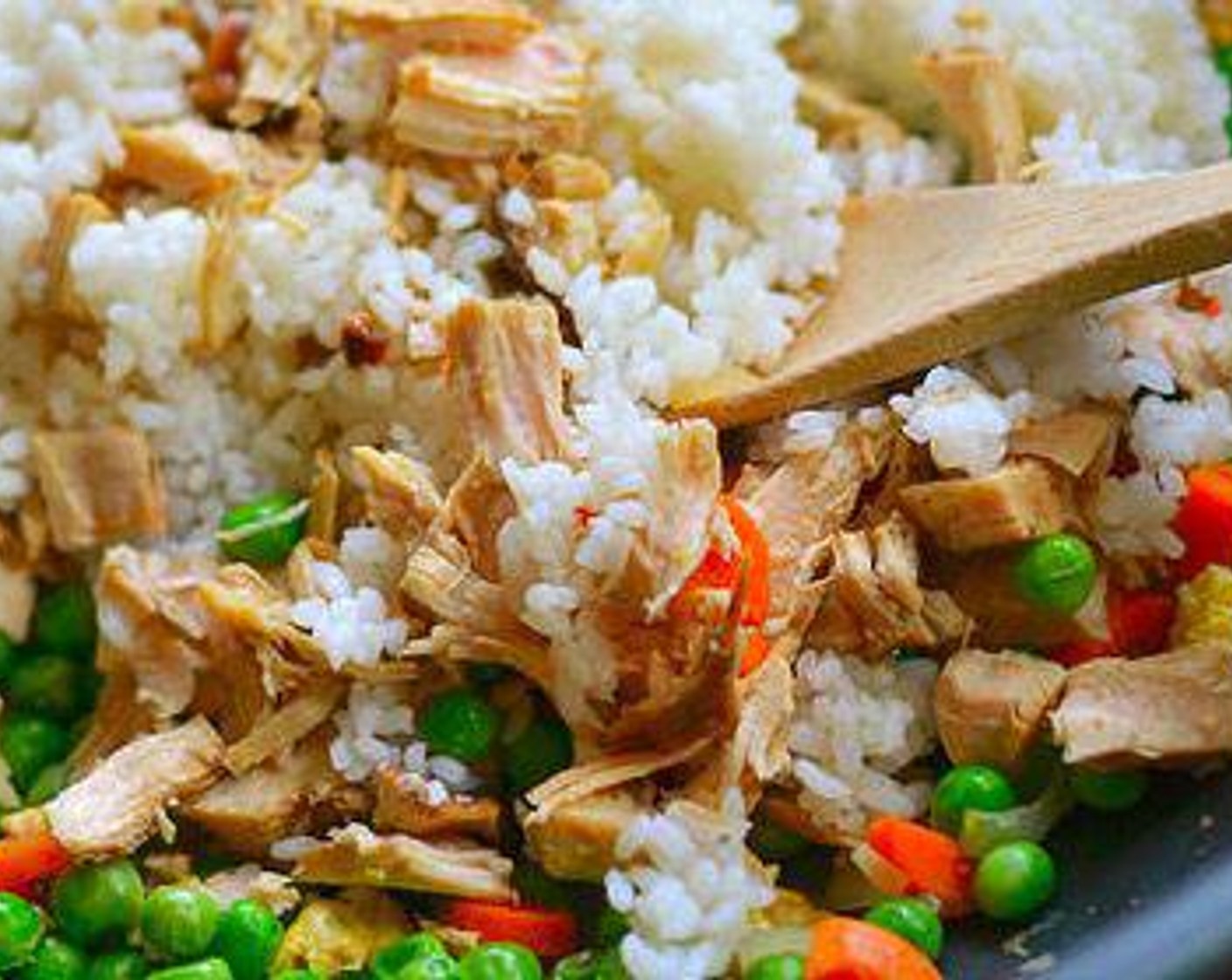 step 3 Add cooked White Rice (2 2/3 Tbsp) and Turkey Breasts (2 slices).