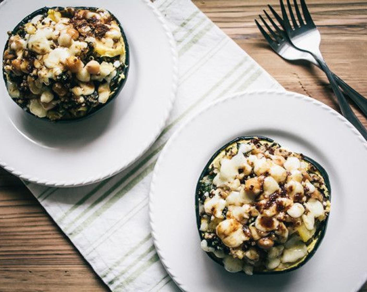 Stuffed Acorn Squash with Quinoa and Aged Cheddar