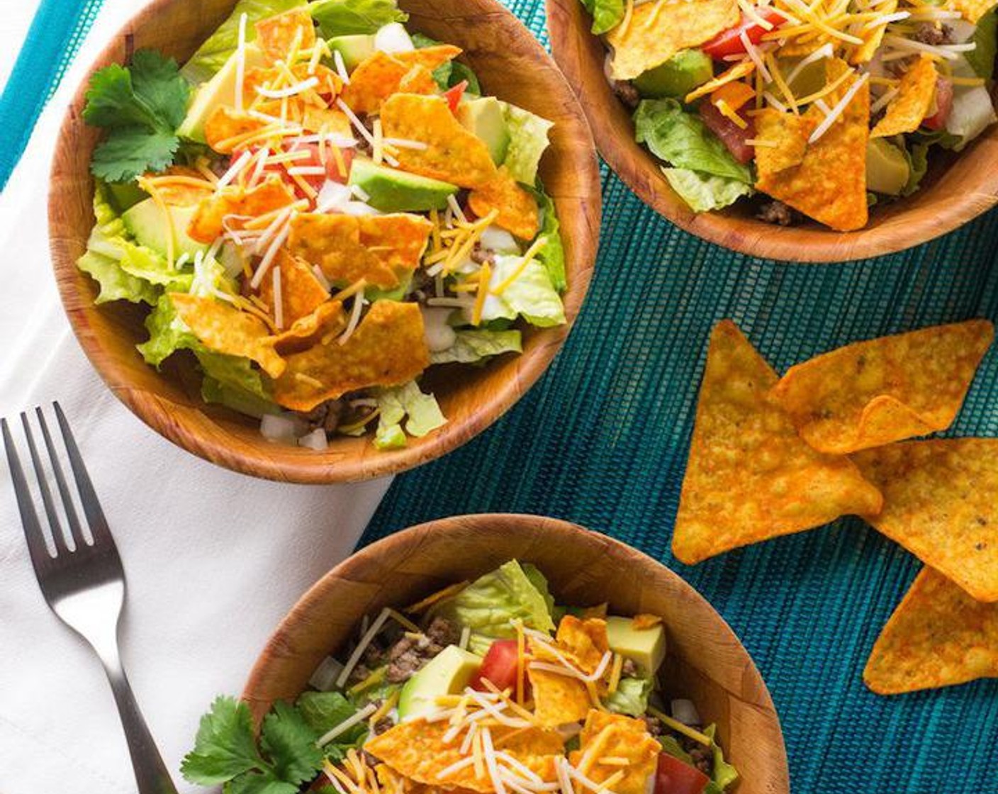 Taco Salad with Nacho Cheese Tortilla Chips