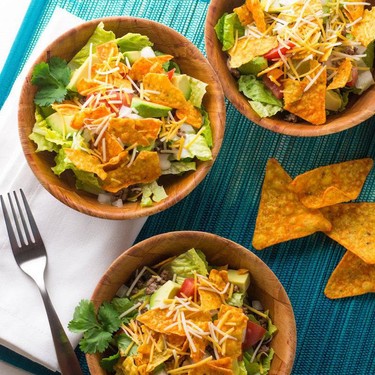 Taco Salad with Nacho Cheese Tortilla Chips Recipe | SideChef