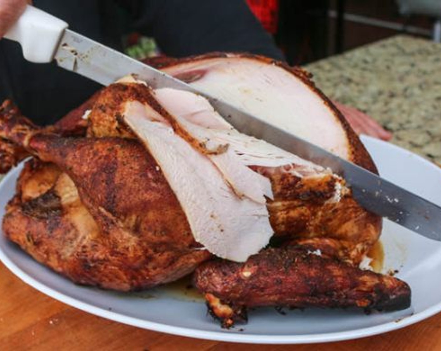 step 13 Cover turkey loosely in aluminum foil and rest for 20 minutes. Carve into desired portions.