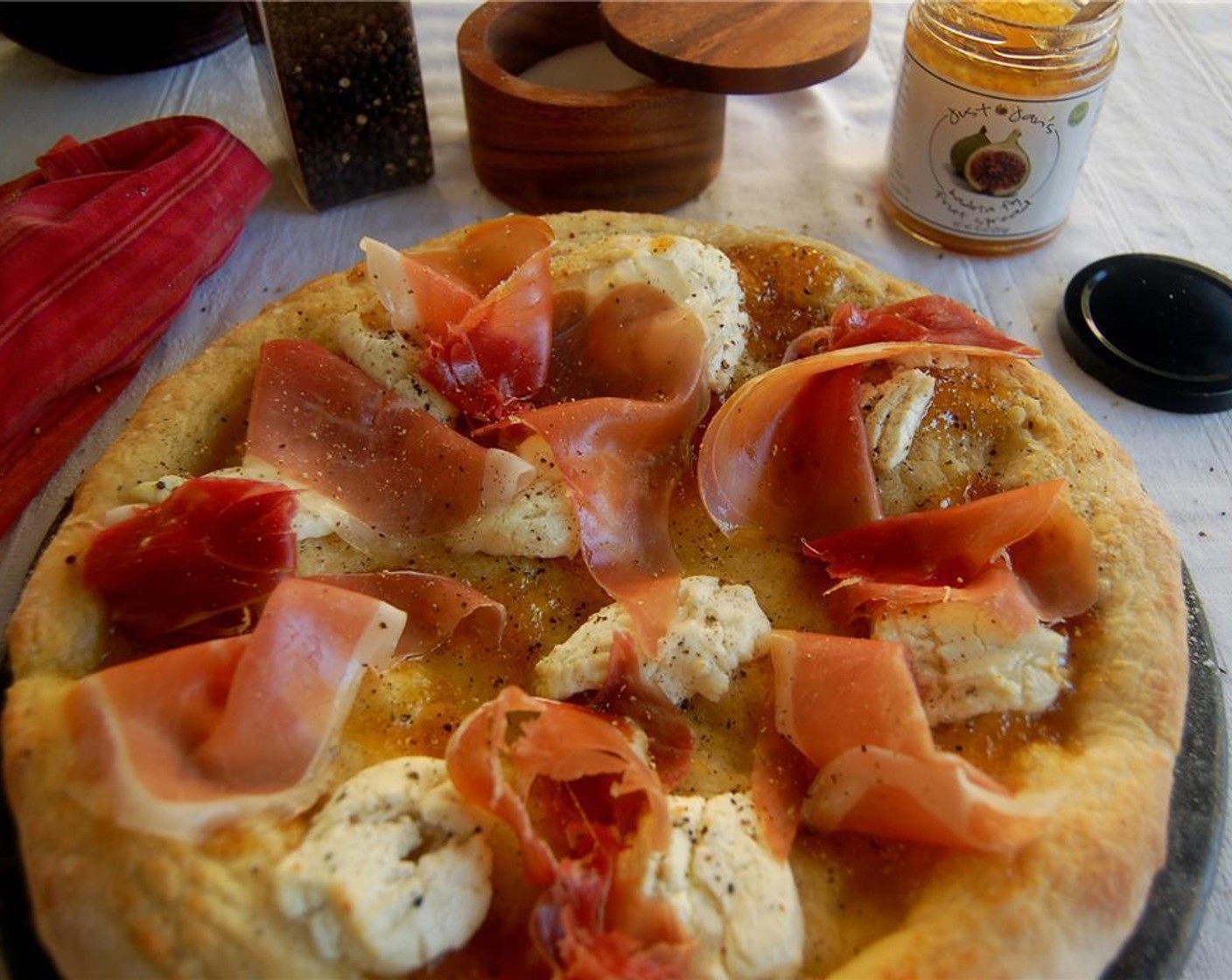 step 5 Remove from oven, top with Prosciutto (6 pieces).