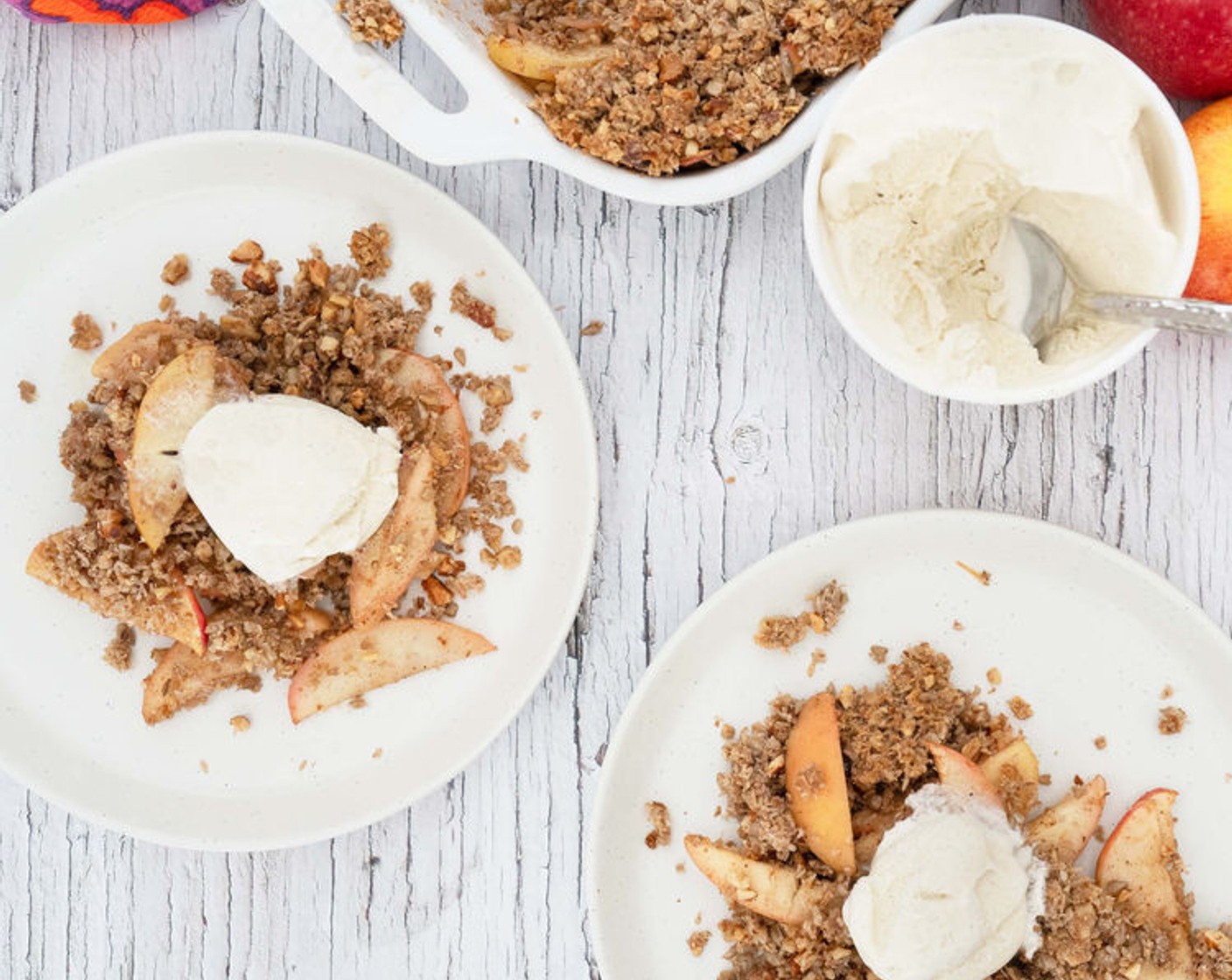 step 10 The crisp is done when the apples are tender. Remove from the oven and serve warm with a dollop of your favorite ice cream or yogurt on top.