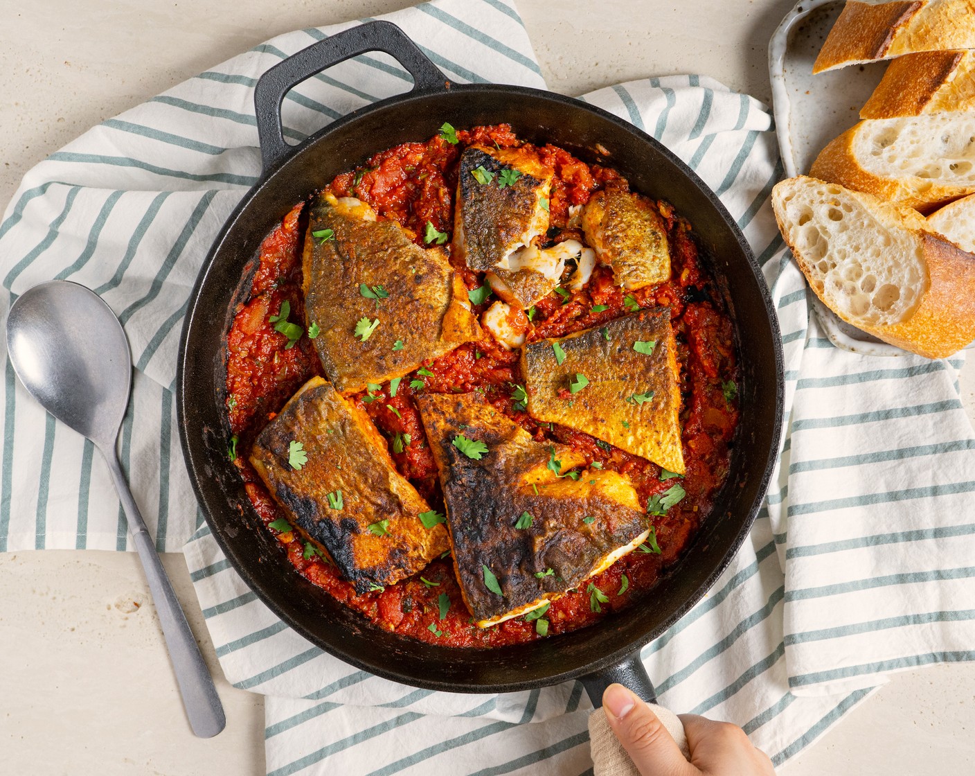 Pan Fried Fish Fillet with Spiced Tomato Sauce