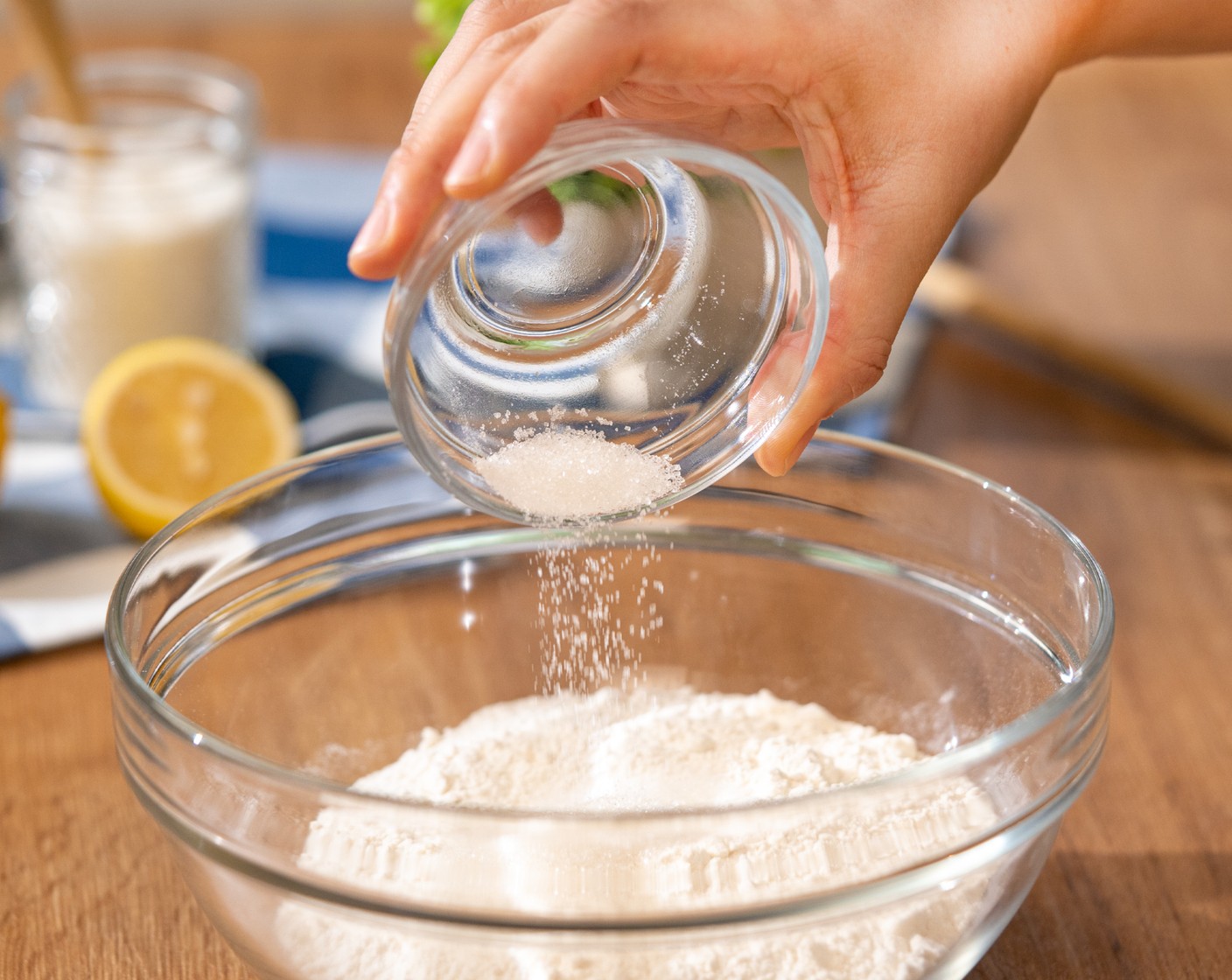 step 1 In a large bowl, combine All-Purpose Flour (1 1/2 cups), Granulated Sugar (1 Tbsp), and Salt (1/2 tsp).