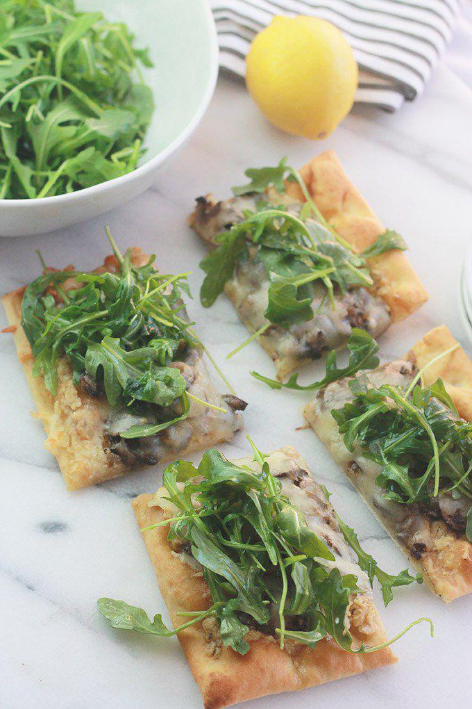 Mushroom Pizza with Artichoke Pesto and Arugula Recipe SideChef
