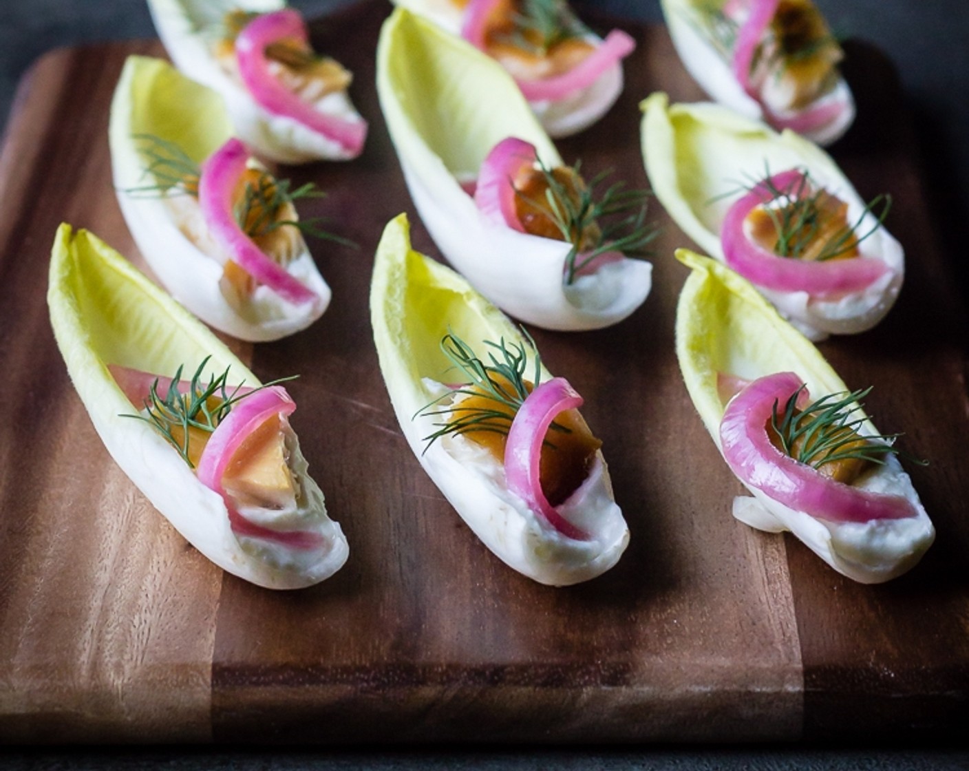 Endive with Whipped Goat Cheese and Smoked Trout