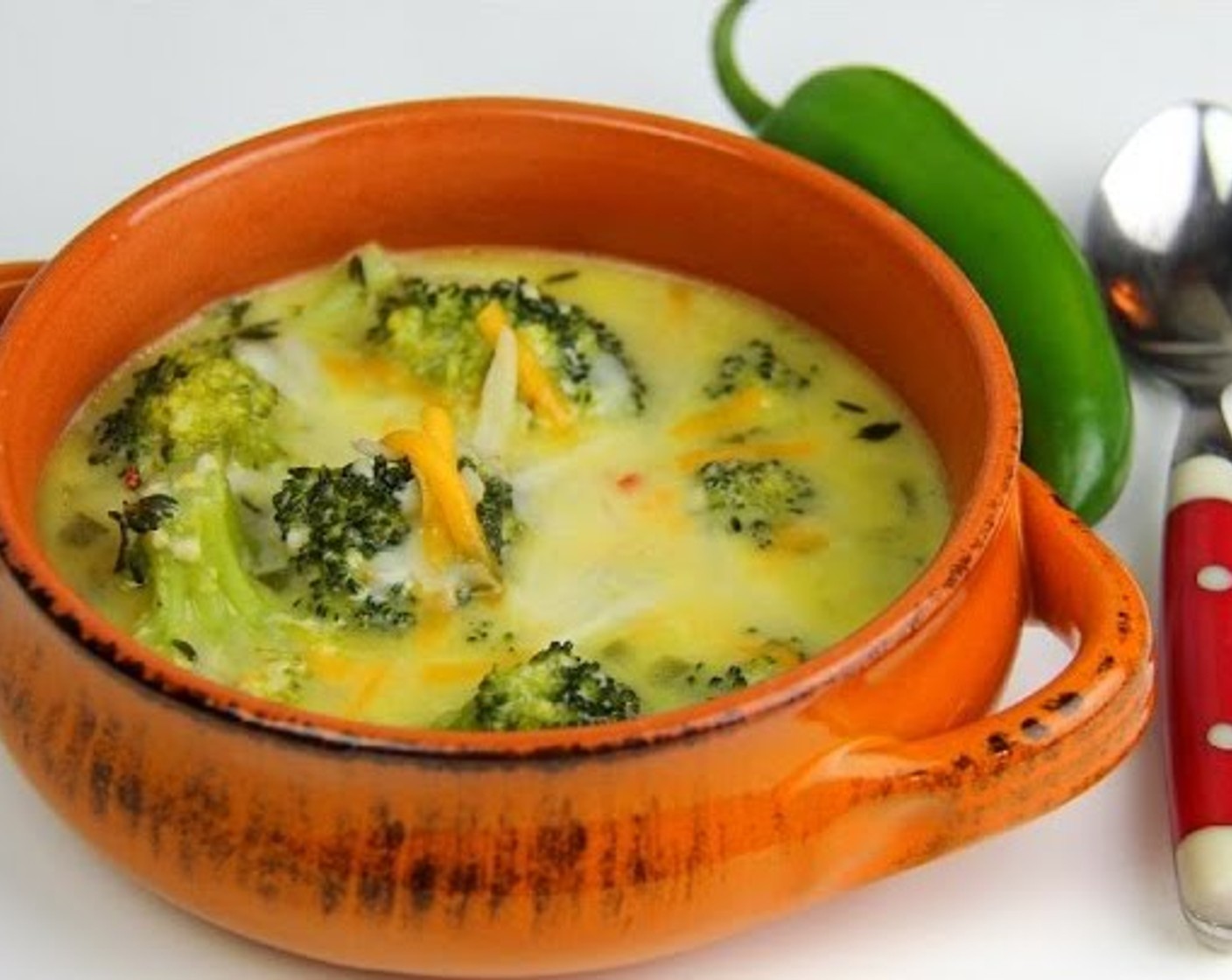 Light Cheesy Jalapeño Broccoli Soup