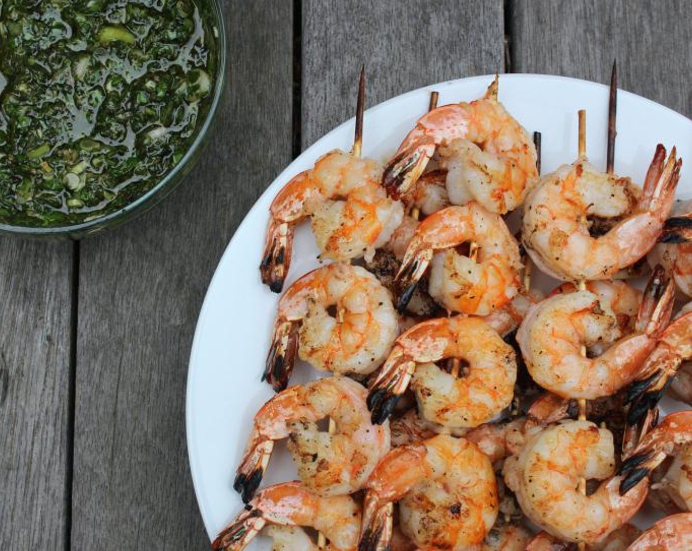 step 5 Grill the shrimp for 1-1/2 minutes on each side, and serve immediately with the Scallion Salsa Verde. Serve and enjoy!