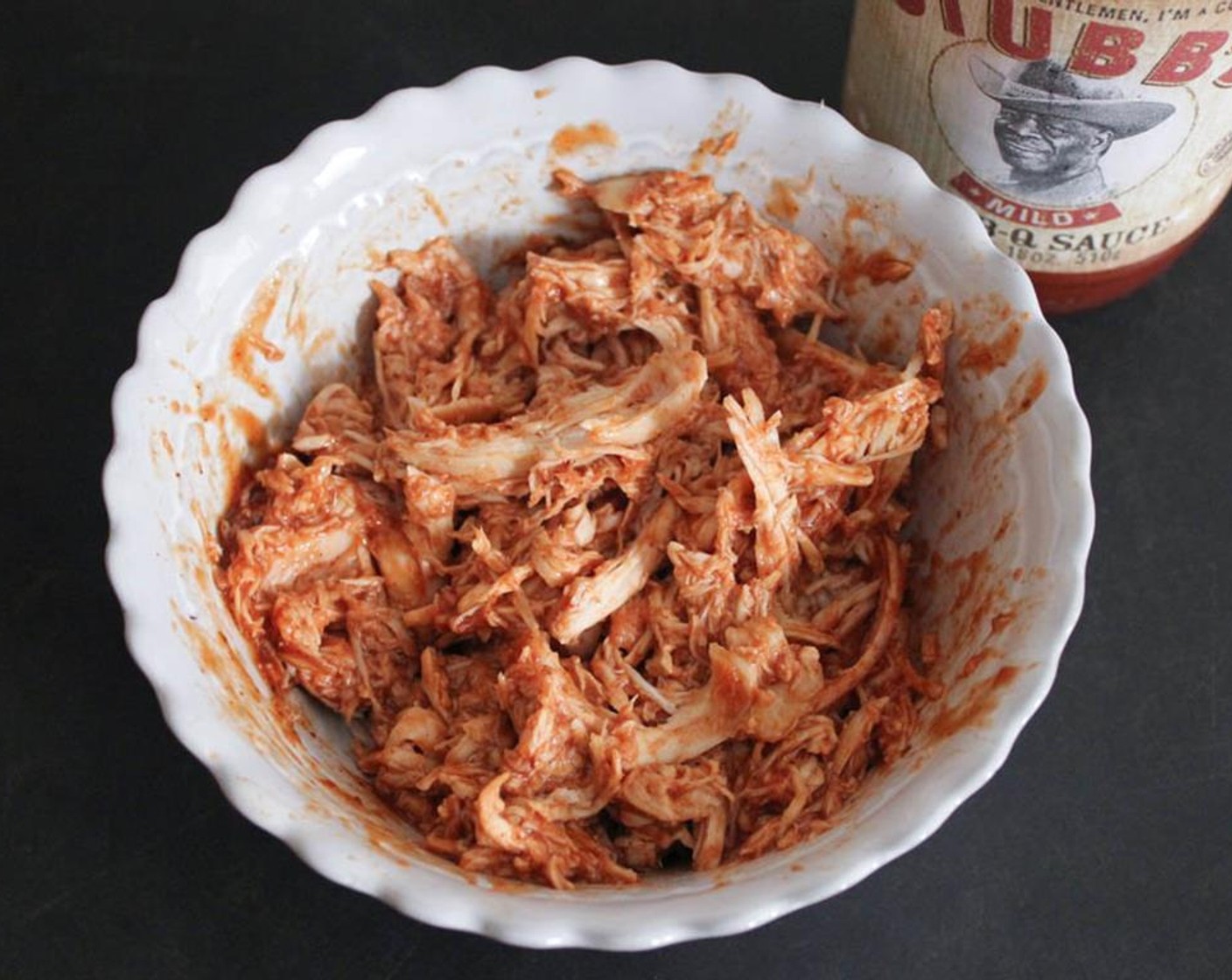 step 2 In a small bowl, combine the Chicken Breast (1 cup) and Barbecue Sauce (1/3 cup).
