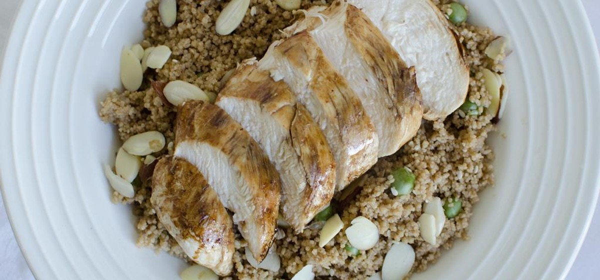 Soy-Glazed Chicken with Asparagus &amp; Pea Couscous Recipe | SideChef