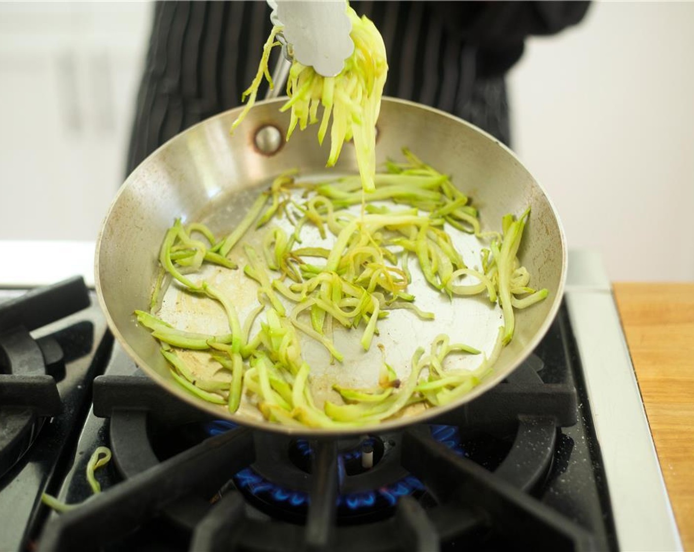 step 16 Meanwhile, heat a small saute pan over medium heat with Olive Oil (1 Tbsp). Add chayote squash, Salt (1/2 tsp), Ground Black Pepper (1/4 tsp), and cook for 3 minutes.