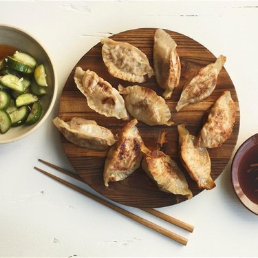 Gingery Pot Stickers with Cooling Cucumber Salad Recipe | SideChef