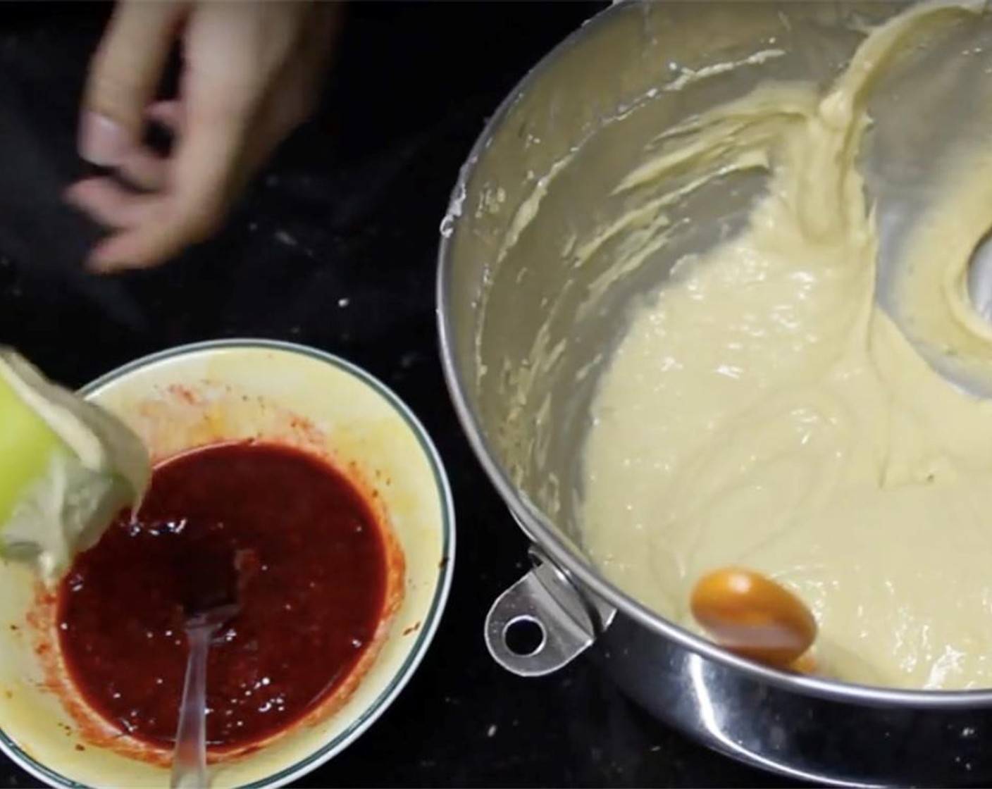 step 13 Add in 1/4 cup of batter into your Fresh Raspberries (75 gram) [Mashed]. Mix well.